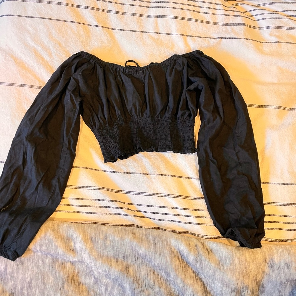 Brandy Melville/John Galt Off-Shoulder Long-Sleeve Crop Top, OS - Picture 2 of 2